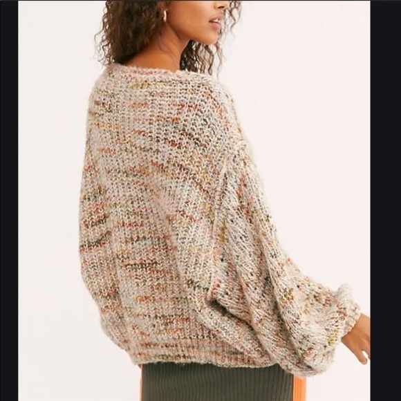 Free People Highland V Neck Oversized Sweater Size S Slouchy Chunky Space Knit - Picture 12 of 13